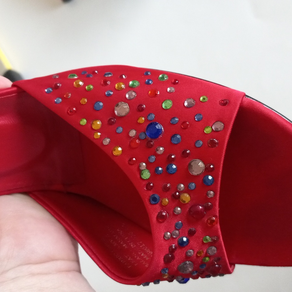 Colin Stuart Red Rhinestone Slides. Size 8.5 - image 8